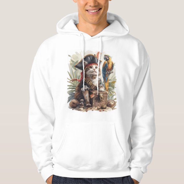 Veste À Capuche Trésor de chat pirate (Devant)