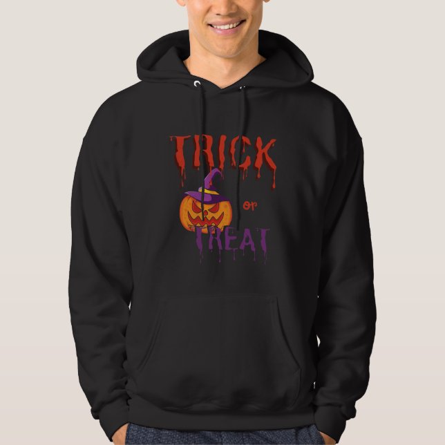 Veste À Capuche Trick ou Treat Funny Halloween Citrouille (Devant)