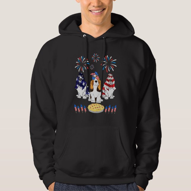 Veste À Capuche Trois Chiens Basset Hound Dansez-nous Drapeau Chên (Devant)