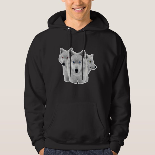 Veste À Capuche Trois Loups blancs (Devant)