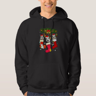 Veste À Capuche Trois Malamutes d'Alaska en chaussettes de Noël