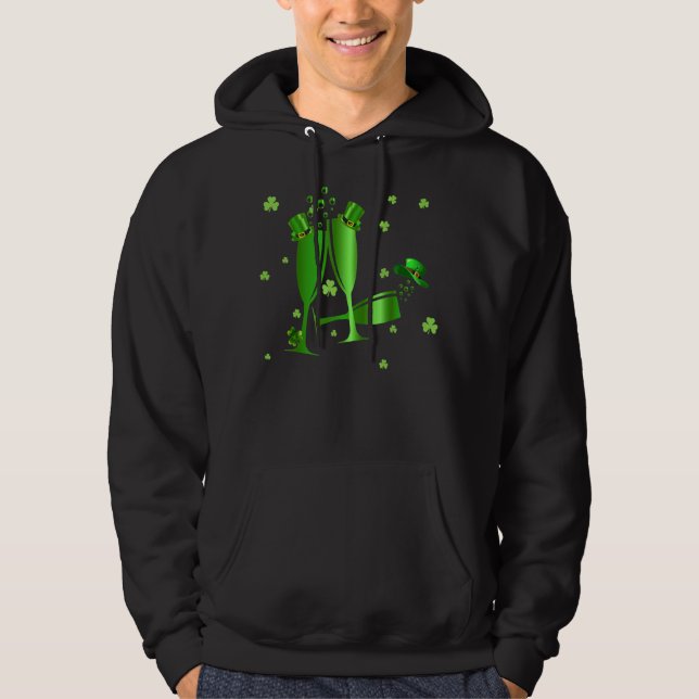 Veste À Capuche Trois verres de vin vert Happy St patrick Shamroc (Devant)