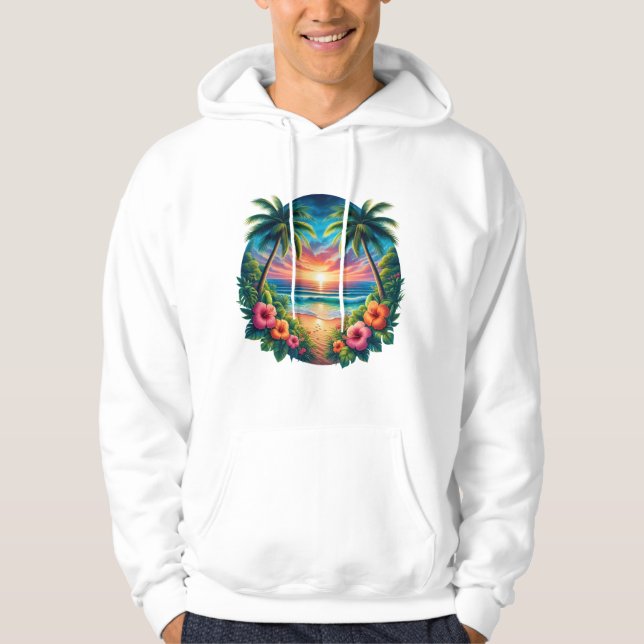 Veste À Capuche Tropical Sunset Paradise – Vibrant Beach Art Hoodi (Devant)