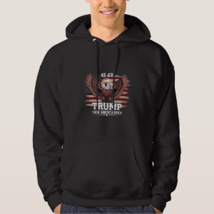Veste À Capuche Trump 45e 47e Président Drapeau 2025 Aigle Amériqu