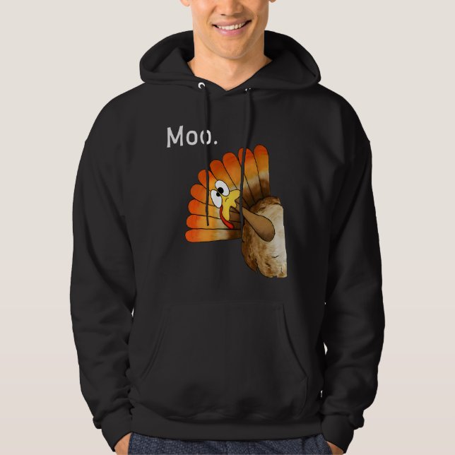 Veste À Capuche Turquie Moo Drôle Thanksgiving (Devant)
