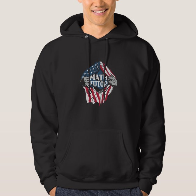 Veste À Capuche Tuteur de mathématiques Drapeau américain Éducateu (Devant)