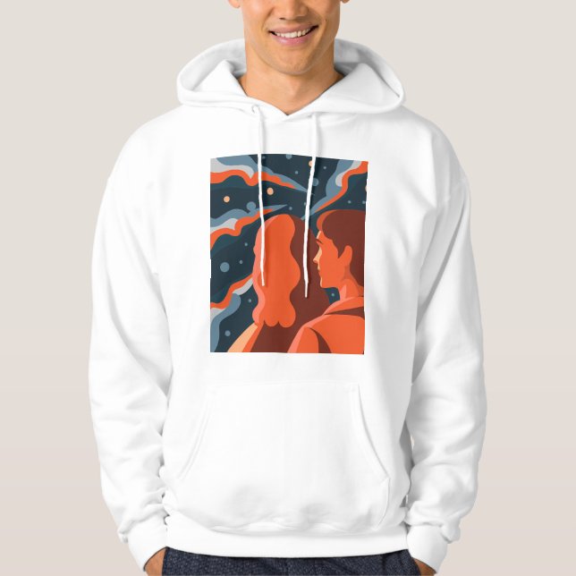 Veste À Capuche Two Figures Contemplating an Abstract Cosmic Scene (Devant)