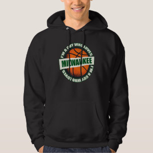 Veste À Capuche Type qui aime le basket-ball de Milwaukee - B-Ball