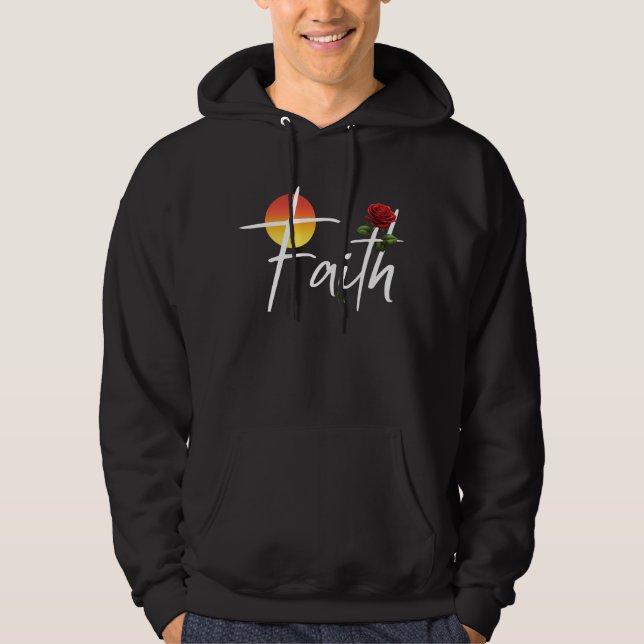 Veste À Capuche Typographie de la foi avec des roses (Devant)