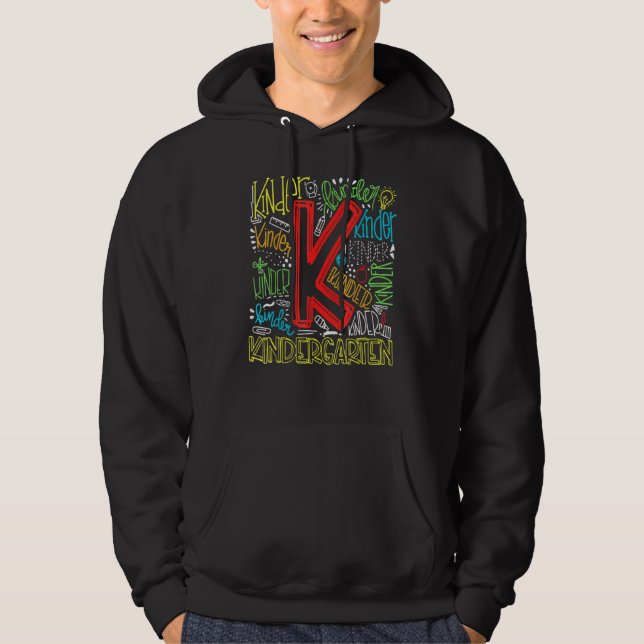 Veste À Capuche Typographie De La Maternelle Retour À L'École 7 (Devant)