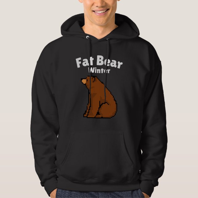 Veste À Capuche Typographie de l'ours gras d'hiver, Ours se relaxa (Devant)