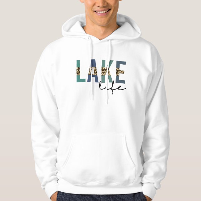 Veste À Capuche Typographie d'impression de Lake Life Cheetah (Devant)