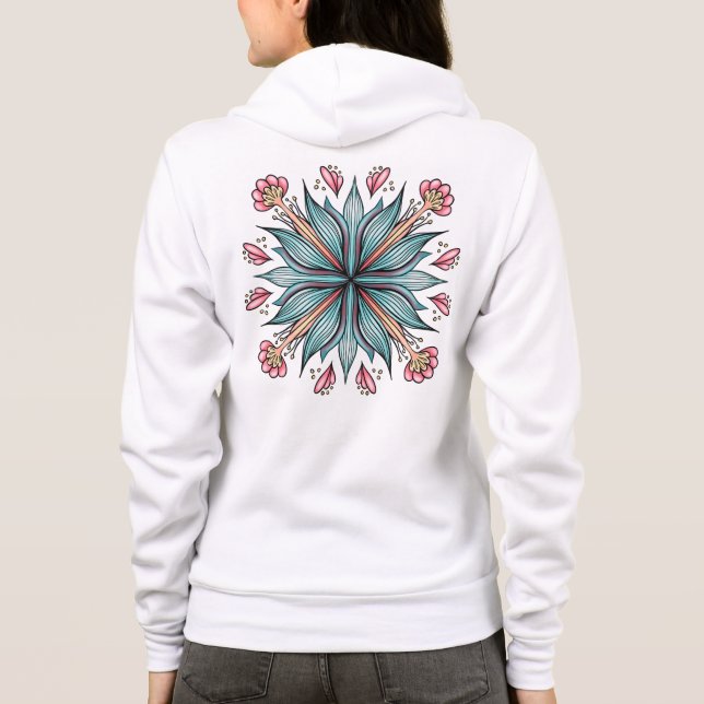 Veste À Capuche Typographie florale géométrique moderne - Rose ble (Dos)