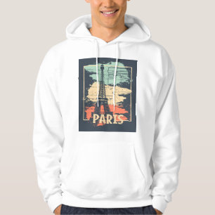 Veste À Capuche Typographie parisienne : affiche Eiffel abstraite.