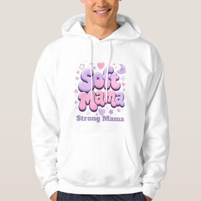 Veste À Capuche Typographie Rétro Douce Maman Bulle (Devant)