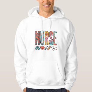 Veste À Capuche Typographie vintage d'infirmière icône médicale co