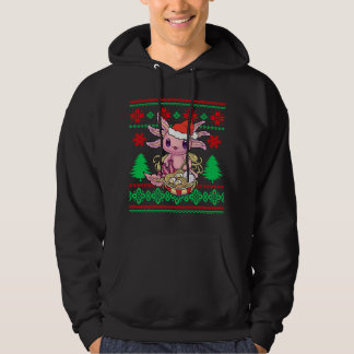 Veste À Capuche Ugly Anime Christmas Sweater Kawaii Axolotl Eating