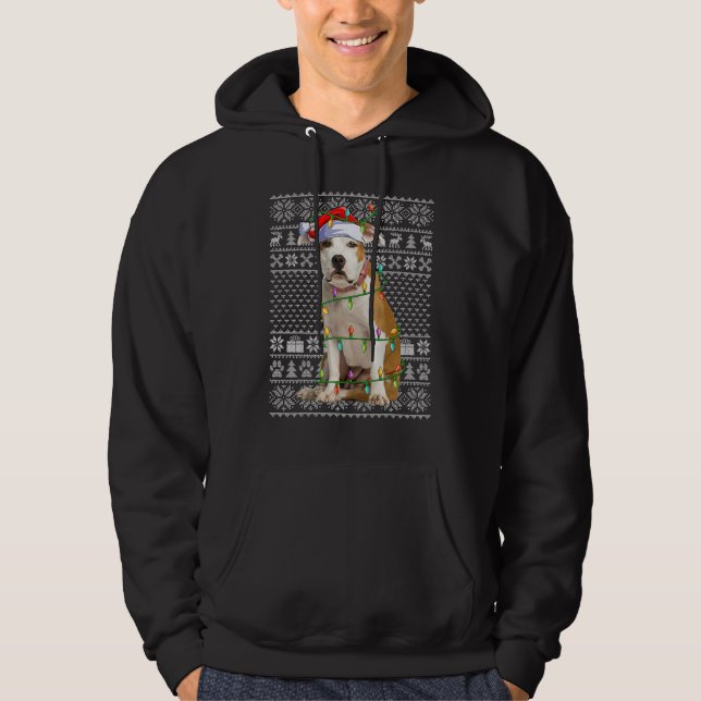 Veste À Capuche Ugly Sweater Style Staffordshire Bull Terrier Dog  (Devant)