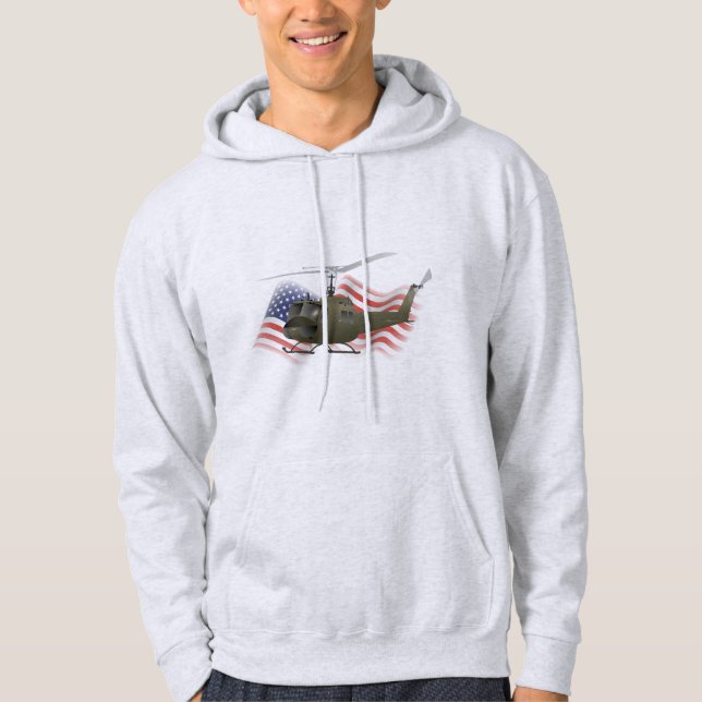 Veste À Capuche UH-1 Huey Hélicoptère avec US Flag (Devant)