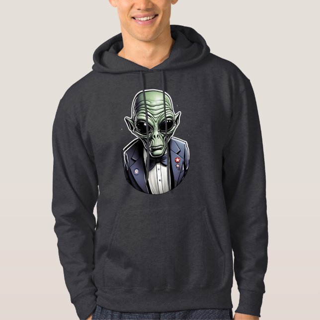 Veste À Capuche Un alien habillé en costume. (Devant)