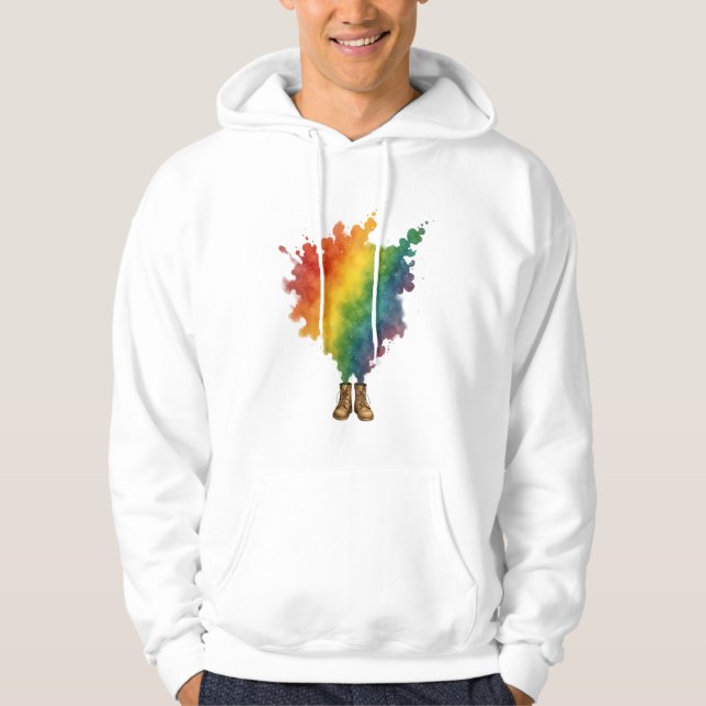 Veste À Capuche Un arc-en-ciel en bottes beige  (Devant)