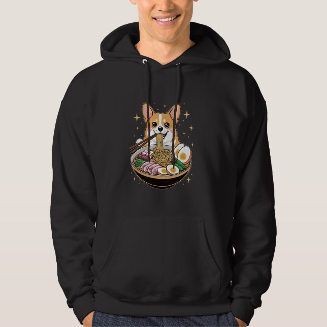 Veste À Capuche Un Corgi Mange Ramen nouilles Soupe Bowl (Devant)