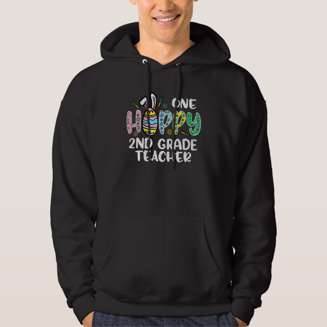 Veste À Capuche Un enseignant de 2e année Hoppy Cute Joyeux jour d (Devant)