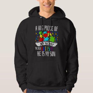 Veste À Capuche Un Gros Morceau De Mon Coeur A L'Autisme Il Est Mo