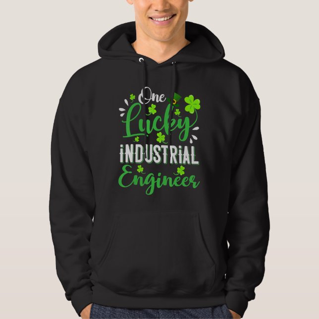Veste À Capuche Un ingénieur industriel chanceux Shamrock Casquett (Devant)