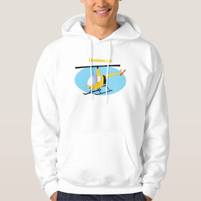 Veste À Capuche Un joli hélicoptère de dessin animé jaune (Devant)