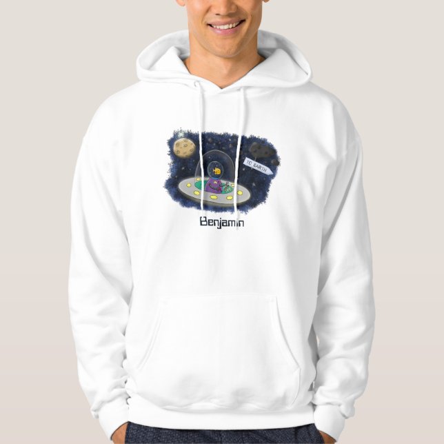 Veste À Capuche Un joli poisson heureux dans l'espace dessin animé (Devant)