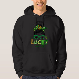 Veste À Capuche Un Lucky Momma Messy Bun Leopard St Patrick's Day
