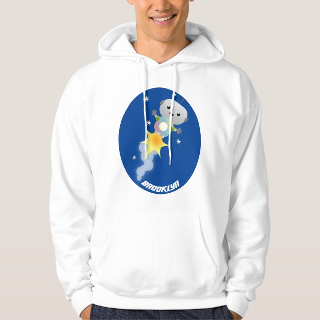 Veste À Capuche Un mignon robot volant dans l'espace dessin animé (Devant)