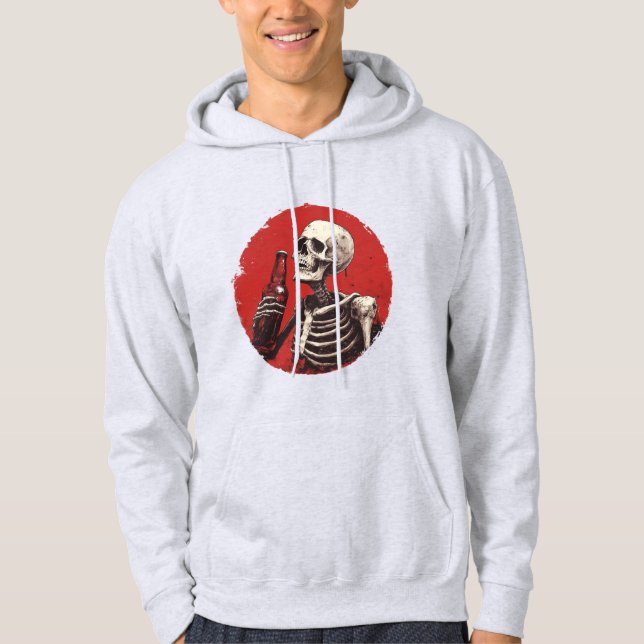 Veste À Capuche un squelette buvant dans une bouteille de bière (Devant)