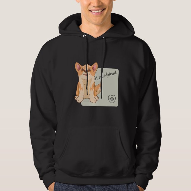 Veste À Capuche Un vrai ami Welsh Corgi (Devant)