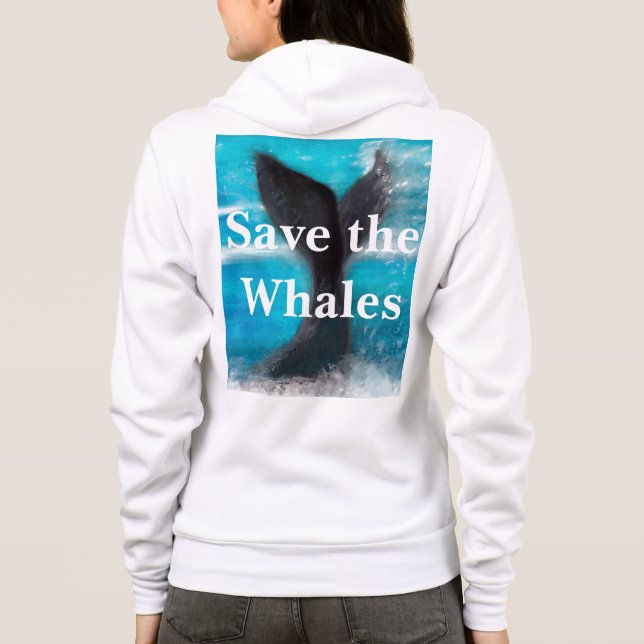 Veste À Capuche Une baleine - Sauvez les baleines blanches (Dos)