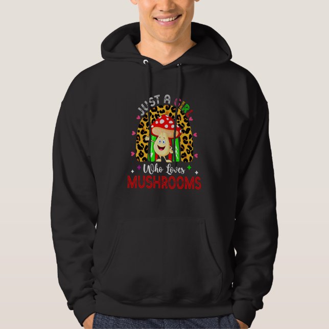 Veste À Capuche Une fille qui aime les champignons léopard arc-en- (Devant)