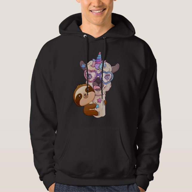 Veste À Capuche Unicorn mignon Brown Sloth Rainbow Animal Llama Gl (Devant)