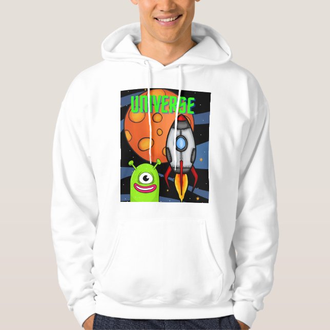 VESTE À CAPUCHE UNIVERS UFO ET PLANÈTE (Devant)