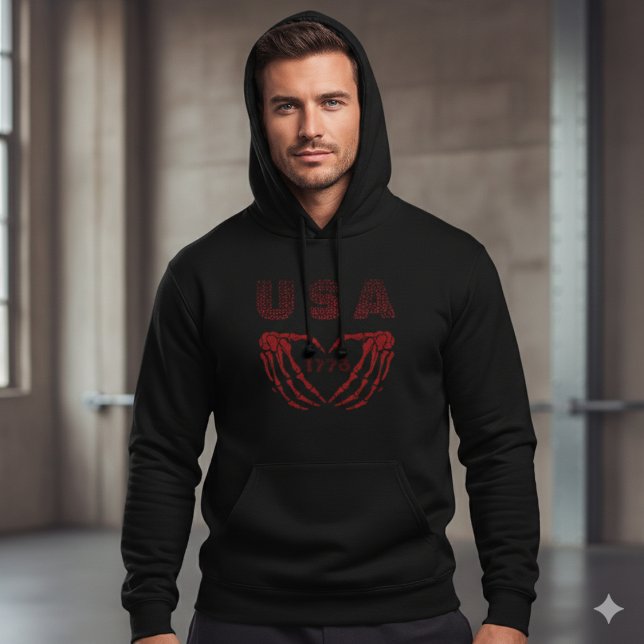 Veste À Capuche USA 250th Anniversary Skeleton Heart 1776 Hoodie (Créateur téléchargé)