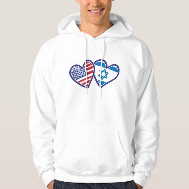 Veste À Capuche USA Israel Hearts (Devant)