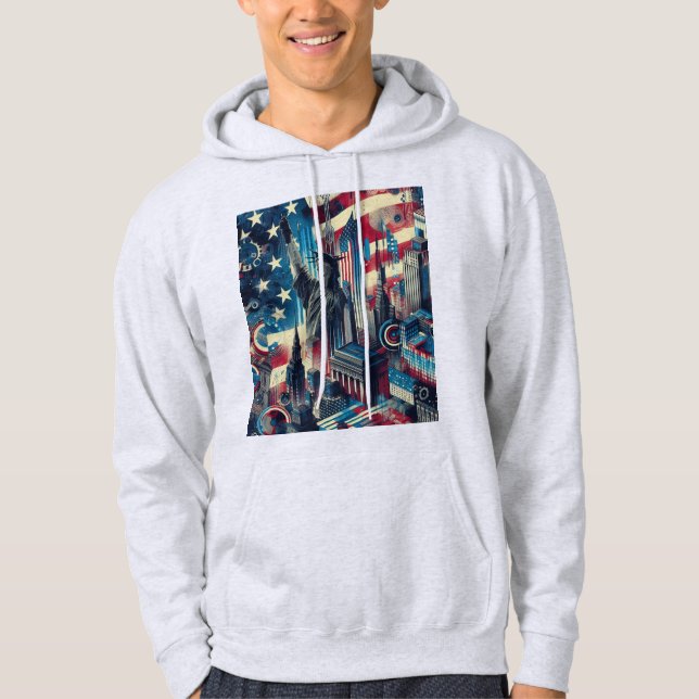 Veste À Capuche USA Trendy Hoodie – Soft Fabric Modern Street  (Devant)