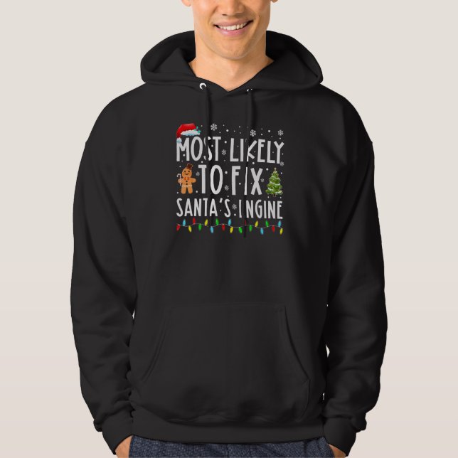 Veste À Capuche Vacances de Noël du moteur Père Noël (Devant)