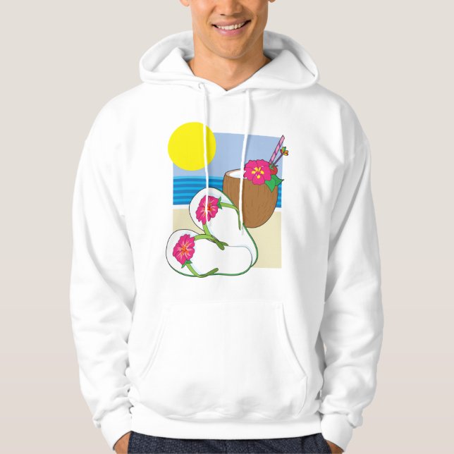 Veste À Capuche Vacances tropicales sur la plage fleurs de coco to (Devant)