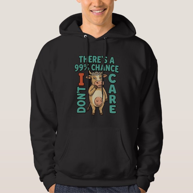 Veste À Capuche Vache drôle 99% de chance que je m'en fiche Graphi (Devant)