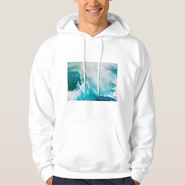 VESTE À CAPUCHE VAGUES DE MER BLANCHE BLEU DANS LA TEMPÊTE (Devant)