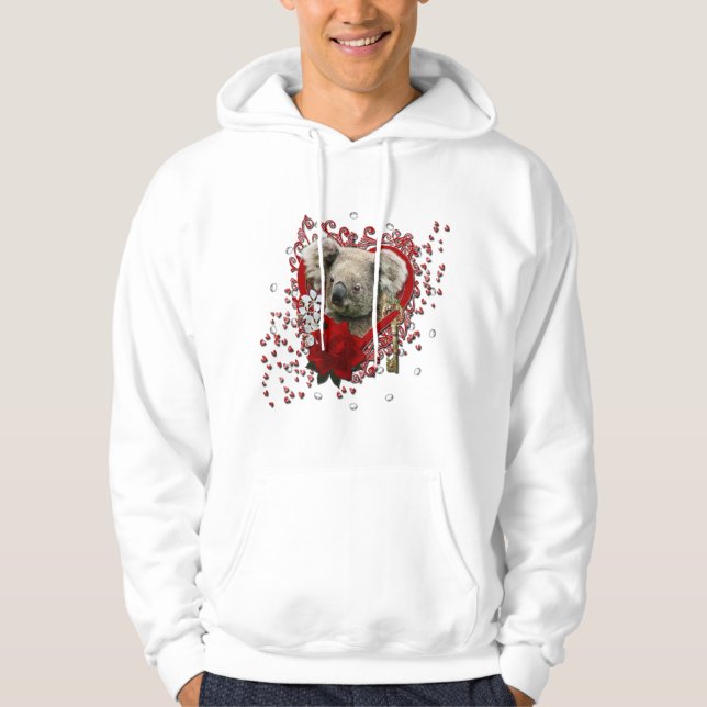 Veste À Capuche Valentines - clé à mon coeur - ours de koala (Devant)