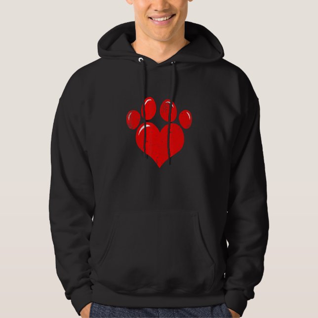 Veste À Capuche Valentine's Day Paw Print Heart Dog Cat Owner Cute (Devant)