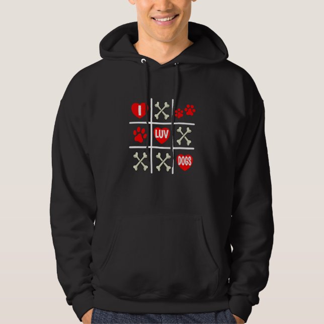 Veste À Capuche Valentine's Dog Dad Mom Tic Tac Toe I Luv Dogs (Devant)