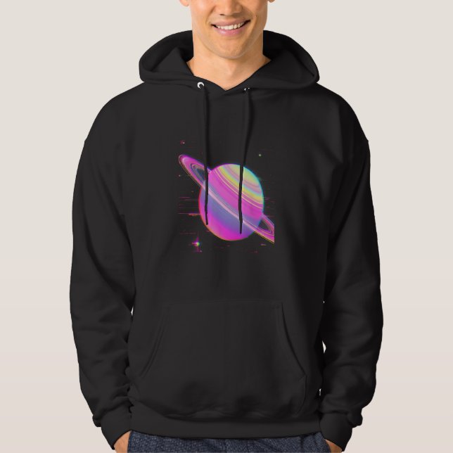 Veste À Capuche Vaporwave Synthwave Glitch Saturn 80s 90s A2K Aest (Devant)
